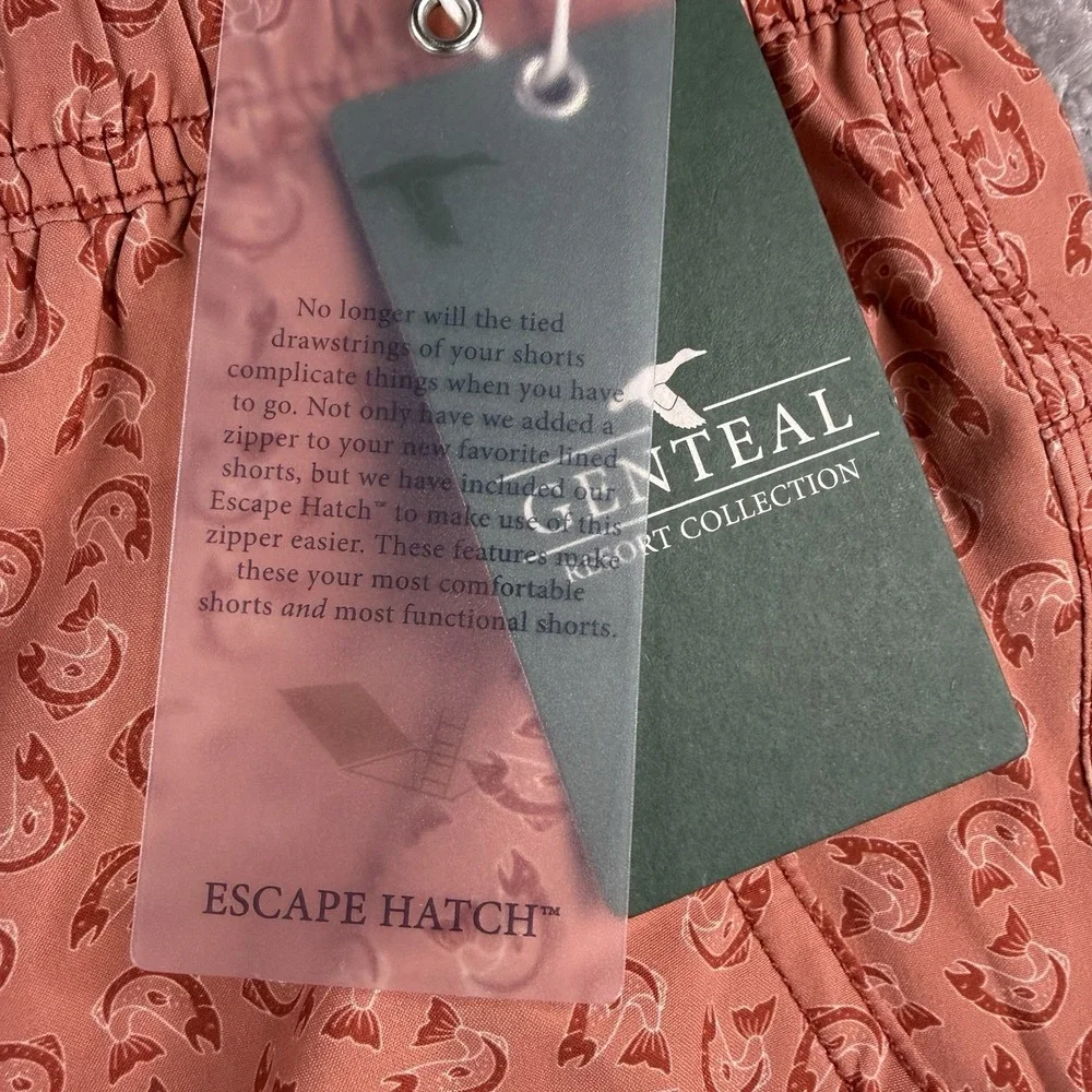 GenTeal Marina Performance Swim Trunks Mens XL Trout Print Lined Shorts NWT $89